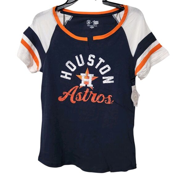 Houston Astros T-shirt For Women Size Large Navy Blue Lightweight - Picture 1 of 10